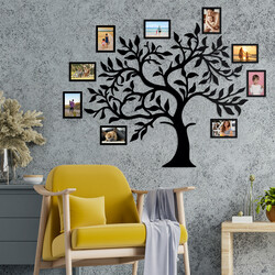 Dřevěná samolepka na zeď - Strom s fotkami | Černá