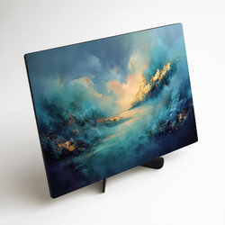 Abstraktný drevený obraz - Zlatý príliv