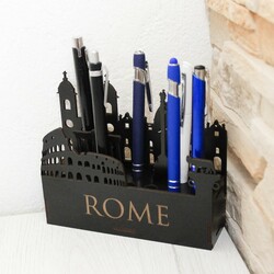 Drevený stojan na perá - Rím | Čierna