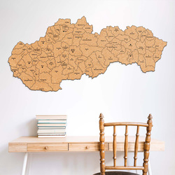 Korková mapa Slovenska - Okresné a krajské mestá