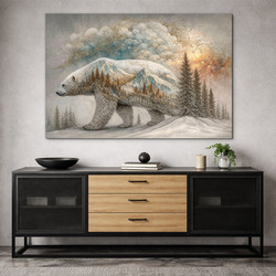 Drevený obraz - Ľadový medveď severu
