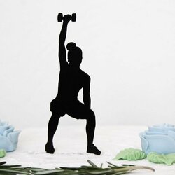 Drevený zápich na tortu s menom - Fitness kulturistka  | Čierna