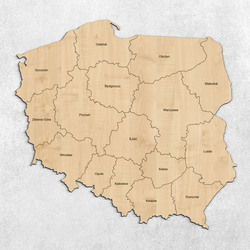 Drevená mapa Poľska na stenu + Okresy | Javor