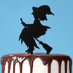 Halloweenská ozdoba na tortu - Bosorka | Čierna