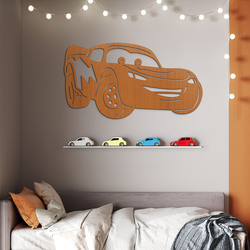 Wooden Wall Art for Children&#039;s Room - Lightning McQueen, Cars | Cherry