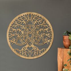 Nordic Tree of Life on the Wall - Connection | Gold Craft Oak