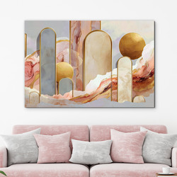 Pastelový abstraktný obraz - Zlaté oblúky