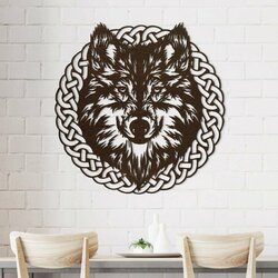 Wooden Wall Art - Wolf in Frame | Wenge