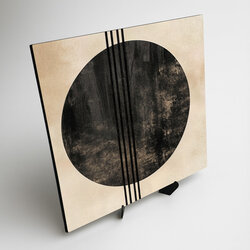 Abstract painting with a black circle