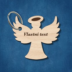 Dřevěný přívěšek na klíče - Anděl s vlastním textem 