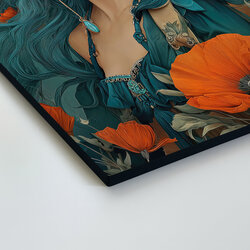 Drevený obraz na stenu - Žena v makoch