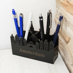 Drevený, luxusný stojan na perá - Amsterdam | Čierna