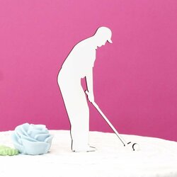 Drevený zápich do torty - Golfista | Biela