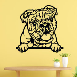 Cut-out 3D Wall Art of a Dog - Bulldog | Black