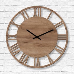 Industrial Wooden Wall Clock - Black | Tobacco Oak