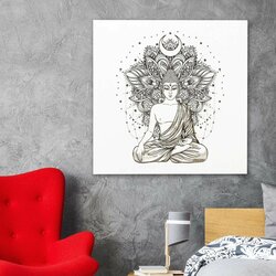 Buddha in Mandala - 3D Wall Art | White
