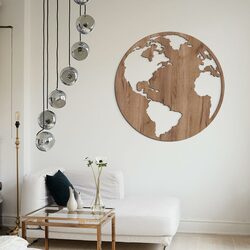 Wooden Map on the Wall - Globe | Tobacco Oak