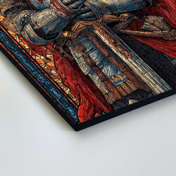 Drevený obraz - Rytier Templár vo vitrážovom štýle