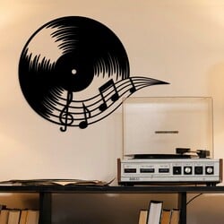 Wooden Wall Art - Vinyl Record | Black