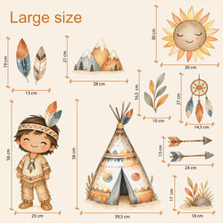 Wooden stickers for a children's room - Indian | Larger size