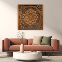 Drevený obraz na stenu - Orientálny kvet v mandale
