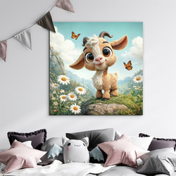 Detský farebný obraz - Kozliatko na horskej lúke
