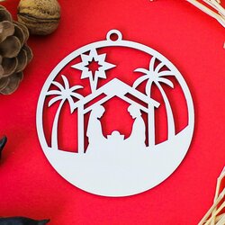 Guľa na stromček - Vianočný Betlehem | Topoľová preglejka