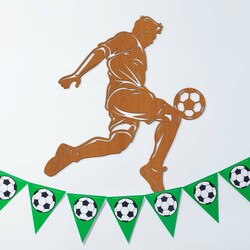 Wooden Sports Wall Art - Footballer | Cherry