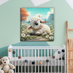 Drevený obraz pre deti - Ovečka na lúke