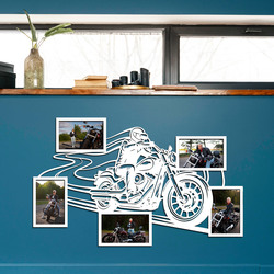 Drevený fotorámik pre motorkára s vlastným textom | Biela
