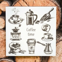 Wooden Wall Art Picture for Kitchen - Coffee | White