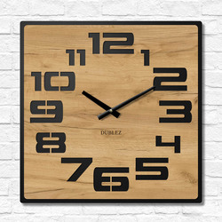 Square clock with large numbers - Noir Number | Gold Craft Oak