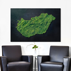 Machový obraz na stenu - Mapa Maďarska (UV tlač)