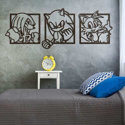 3-Piece Wall Art for Children&#039;s Room - Sonic  | Wenge