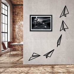 Dřevěné samolepky na zeď - Papírová letadélka | Černá