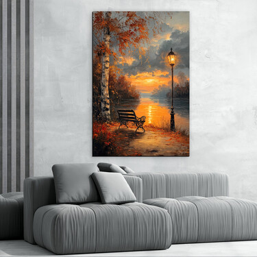 Wooden picture - Sunset by the lake | DUBLEZ