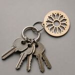 Wooden keychain mandala - Sunflower