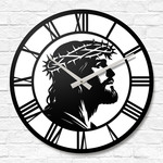 Wooden clock with Jesus
