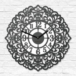 Wooden clock with mandala - Flower of Time