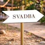 Gravírovaná svadobná smerová šípka z dreva - Elegancia