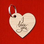 Dřevěný přívěšek na klíče - I love you