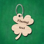 Drevená kľúčenka s vlastným textom - Štvorlístok