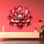 Floral decoration on wood - Red lotus