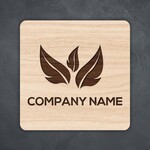 Square coaster with company logo