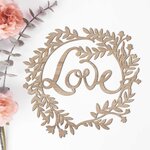 Coroniță decorativă din lemn pentru ușă - Love