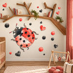 Wooden wall sticker - Ladybug for luck