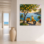 Vintage painting for the hallway - Yellow Vespa