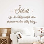 Citát ze dřeva na zeď - Štěstí, láska a káva