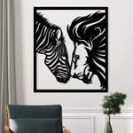 Dřevěný obraz na stěnu - Lev a zebra