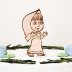 Postavička na dort ze dřeva - Máša a medvěd